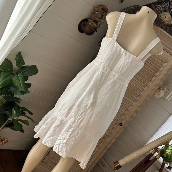 Banana Republic White Midi linen Dress with Button Detail petite 8 - Picture 7 of 11